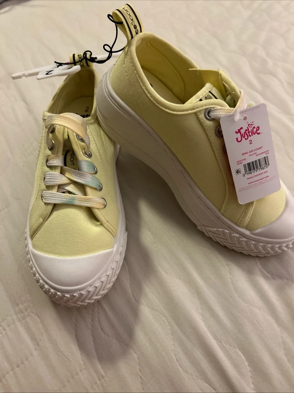 Justice Yellow Canvas Platform Sneakers with White Soles